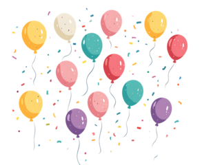 Colorful balloons and confetti celebration