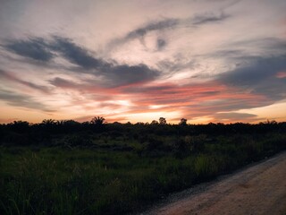 sunset over the river