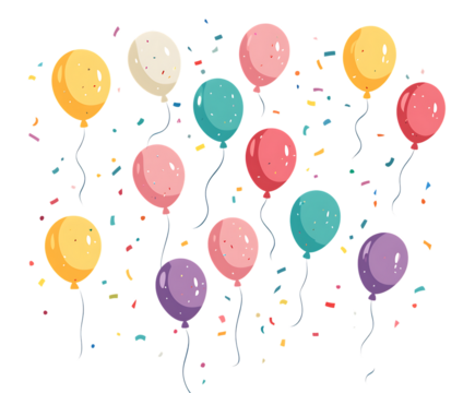 Colorful balloons and confetti celebration