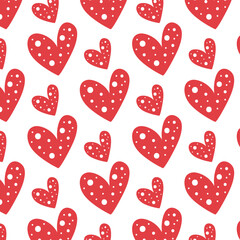 Hand-drawn trendy doodle seamless pattern with hearts. Collection of valentines day backgrounds