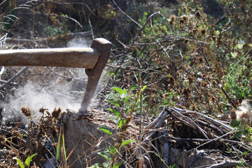 Hit with an old pickaxe