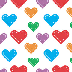 Hand-drawn trendy doodle seamless pattern with hearts. Collection of valentines day backgrounds