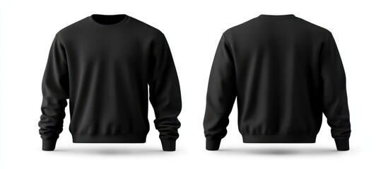 Black Crewneck Sweatshirt Mockup: Front and Back Views