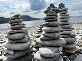 stack of stones on beach