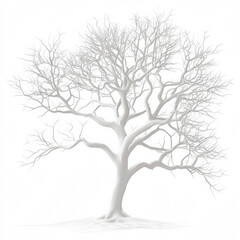 3d tree without leaves in bad condition, isolated on white flat background