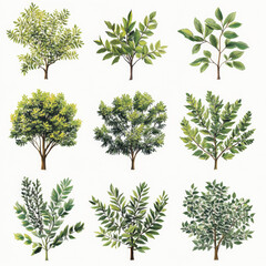 Ash tree species, white background