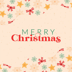 Merry Christmas card with stars and candy canes, Vector