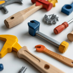 create a photo of men smiling and standing side by side near large spools of fiber optic cable on a job site