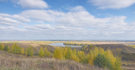 Beautiful landscape with a river and trees
