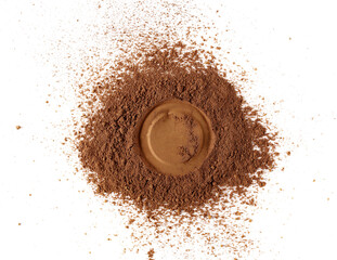 Pile cocoa powder isolated on white background
