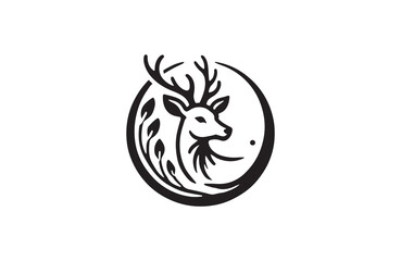 deer silhouette vector outline art illustration logo design
