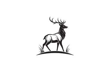 deer silhouette vector outline art illustration logo design
