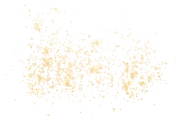 Parmesan cheese grated and scattered isolated on white, top view