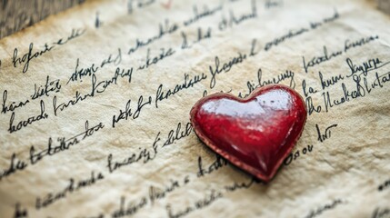 Vintage Romantic Note with Heart Shape on Old Paper, Evoking Feelings of Love, Nostalgia, and Sentimentality Perfect for Valentine's Day or Love Letters