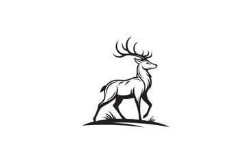 deer silhouette vector outline art illustration logo design
