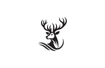 deer silhouette vector outline art illustration logo design
