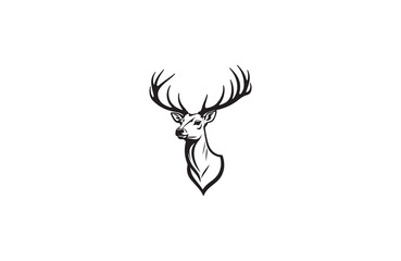 deer silhouette vector outline art illustration logo design
