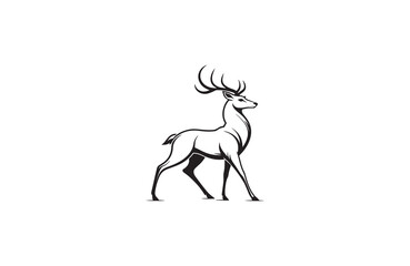 deer silhouette vector outline art illustration logo design
