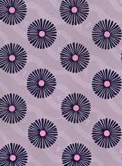 Abstract daisy pattern on light purple background. Simple graphic floral design. Minimalist style flower illustration. Suitable for home decor items. Modern aesthetic. Stylish pattern for posters,