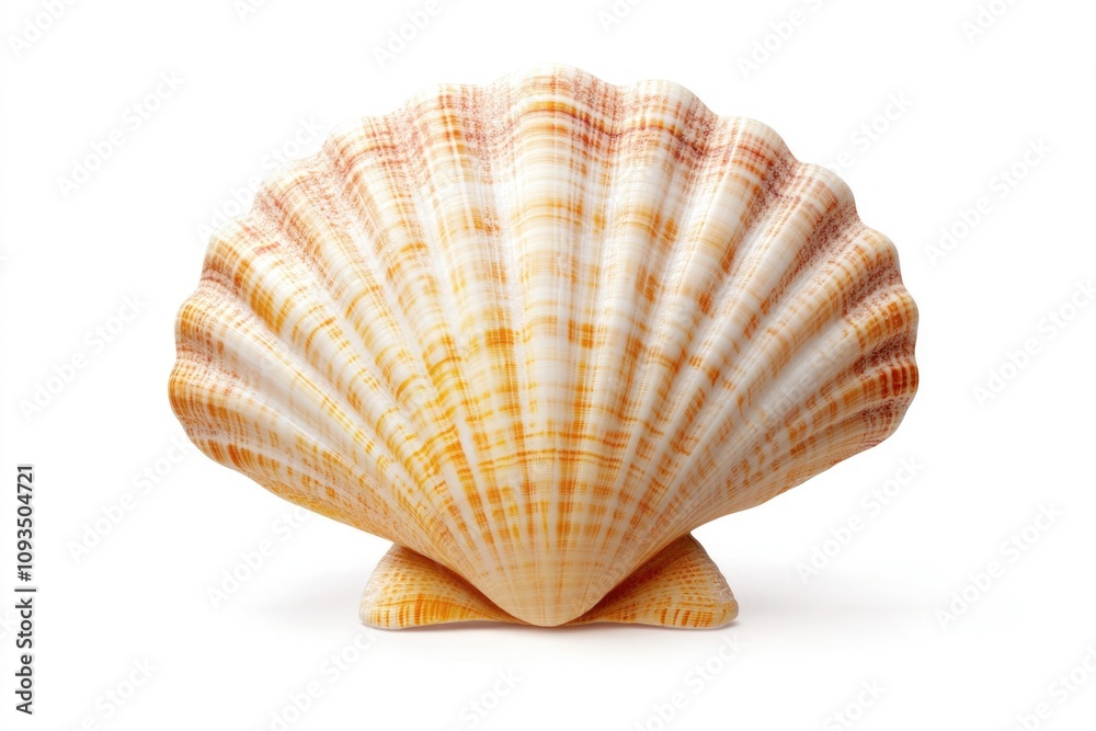 Poster A detailed view of a shell's texture and pattern on a clean white surface