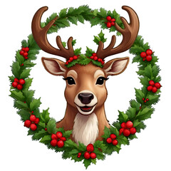 christmas reindeer with red ribbon