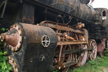 Naklejka premium Detail - Old steam locomotive, Romania