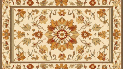 Elegant Floral Rug Design: A Tapestry of Autumnal Hues