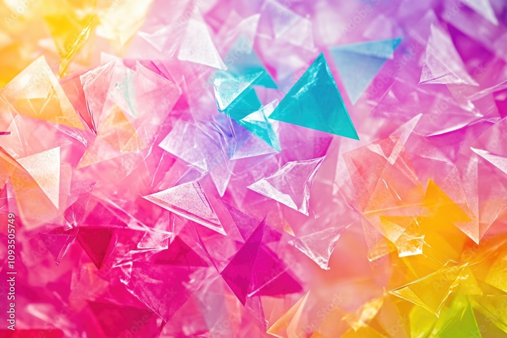 Poster A close-up shot of multiple colorful triangles arranged in a unique pattern