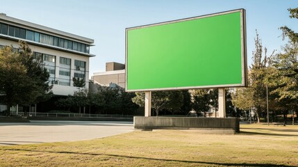 Fototapeta premium Green Screen Billboard in Urban Park Setting