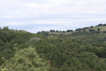 Italian landscape with trees and mountains