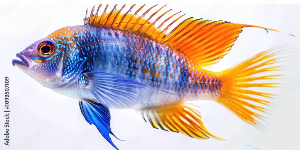 Poster a close-up shot of a fish on a white background, suitable for use in illustrations or design project