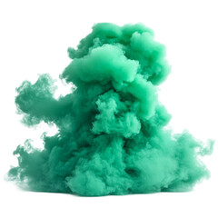 Green smoke cloud rising on transparent background