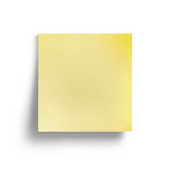 Yellow sticky note casting shadow on transparent background