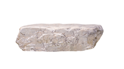 Large white decorative rock stone isolated on transparent background, png file