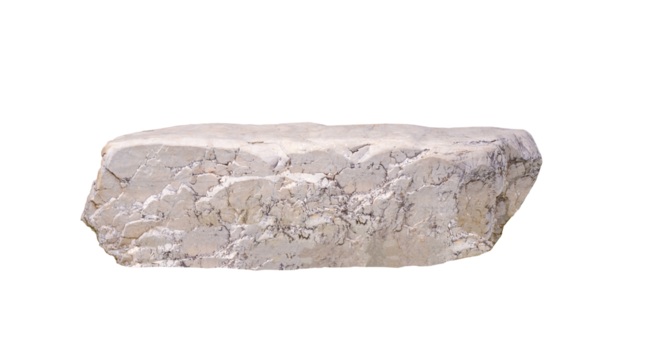 Large white decorative rock stone isolated on transparent background, png file
