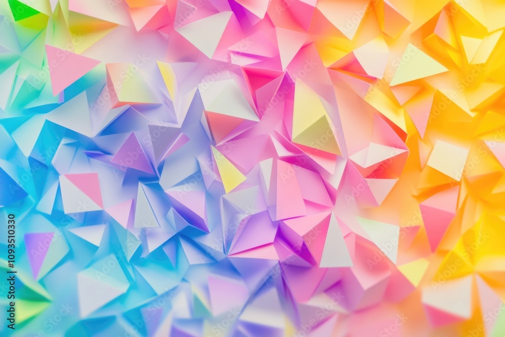 Poster a colorful background featuring layered paper triangles