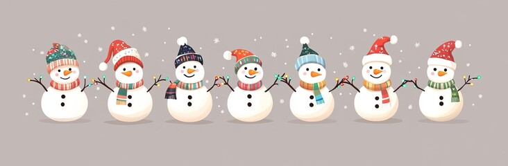 Wishing you a merry Christmas and a happy new year with a charming snowman in a winter outfit. A holiday-themed cartoon character, available as a modern.