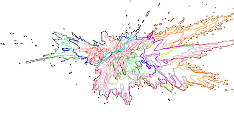 Naklejka premium Abstract colorful drop line paint in splash, stain grunge isolated on white background.