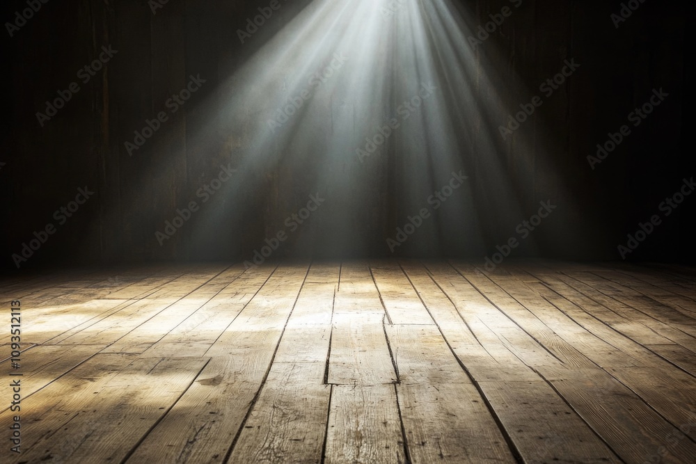 Poster A dark room lit by soft glow from the ceiling, suitable for use in interior design or architecture illustrations