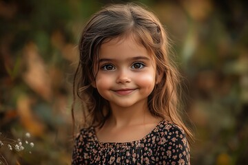 Fototapeta premium A young girl smiling directly into the camera lens