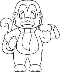 Monkey Businessman Suitcase Animal Vector Graphic Art Illustration