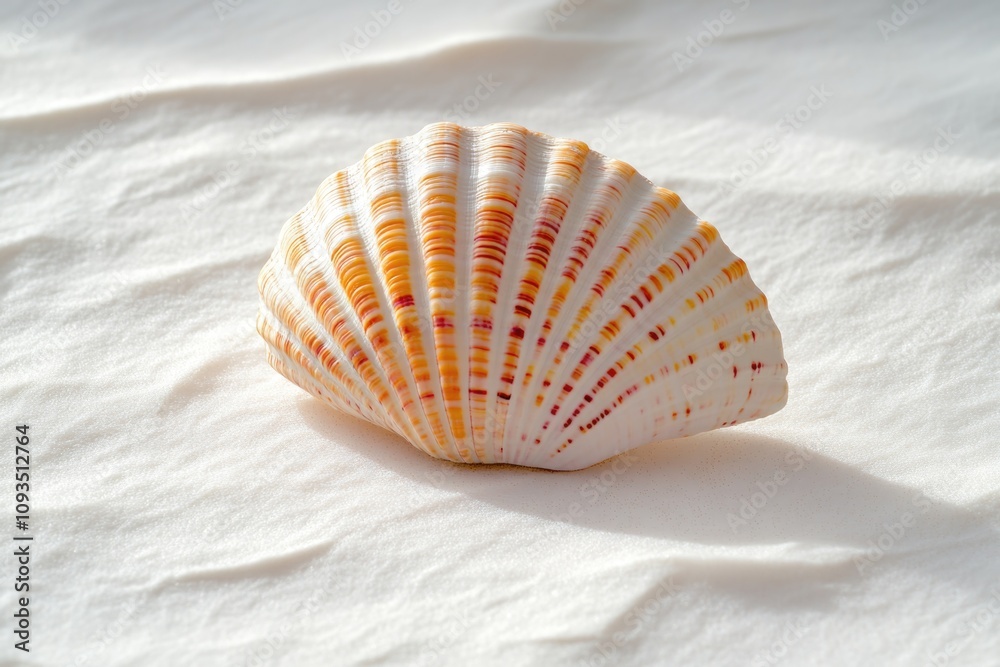Poster a close-up shot of a shell on a white surface, perfect for use in interior design or scientific illu