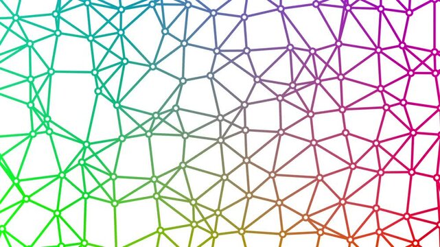 Network Nodes Connections White Background Loop triangulated random connections and nodes animation