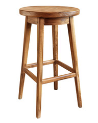 wooden bar stool with round seat and four legs