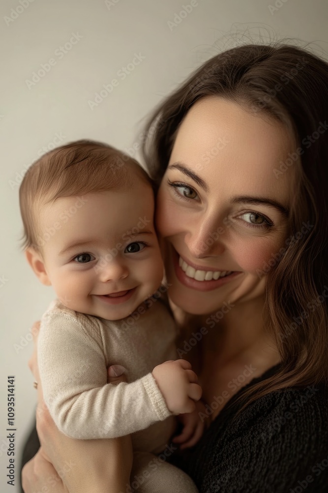 Poster A mother cradling her infant child, showing maternal love and care