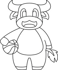 Bull Basketball player Basketball Animal Vector Graphic Art Illustration