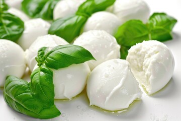 A simple yet delicious Italian-inspired dish featuring melted mozzarella cheese and fresh basil leaves on a white plate