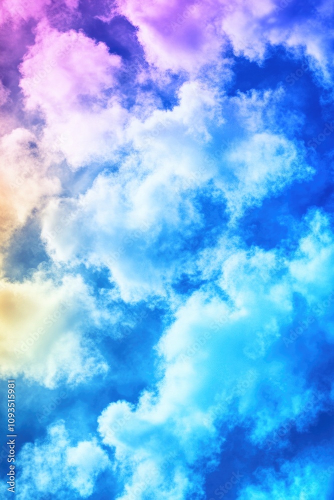 Poster a cloudy sky with floating clouds, great for weather or nature backgrounds
