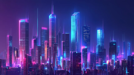 Fototapeta premium A futuristic smart digital city concept. business concept for smart cities and technology. Futuristic Holographic Cities. Illustration