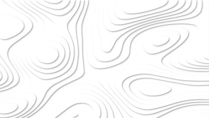 Fototapeta premium Abstract 3d wavy line paper cut white background. Topographic canyon geometric map relief texture with curved layers and shadow. 